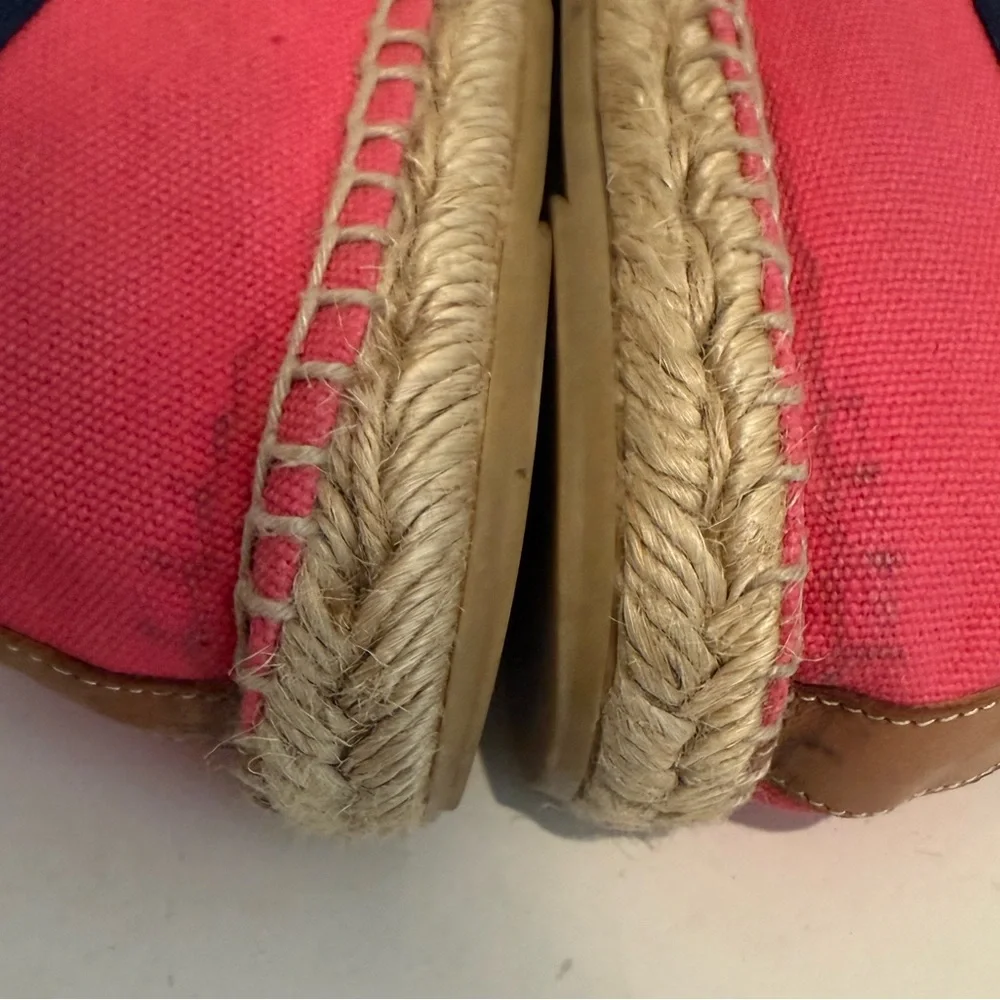 TORY BURCH Ballet Espadrilles in Lipstick Pink and Navy Blue Flats Size 6